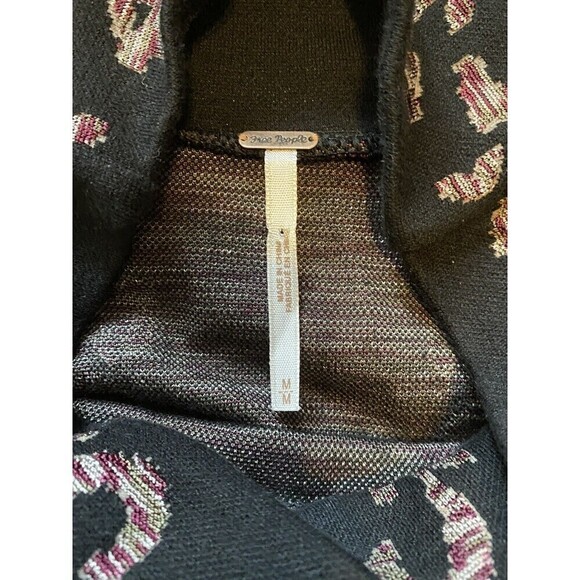 Free People Sweater Dress Medium Mock Neck Mini Pockets Paisley Modern Love - Picture 6 of 9